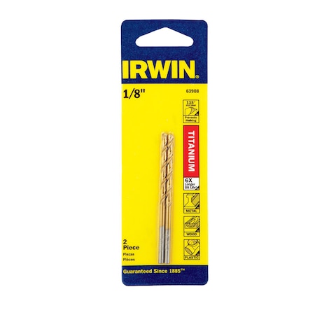 Irwin Irwin 1/8 in. X 2-3/4 in. L High Speed Steel Drill Bit Set Straight Shank 2 pc 63908
